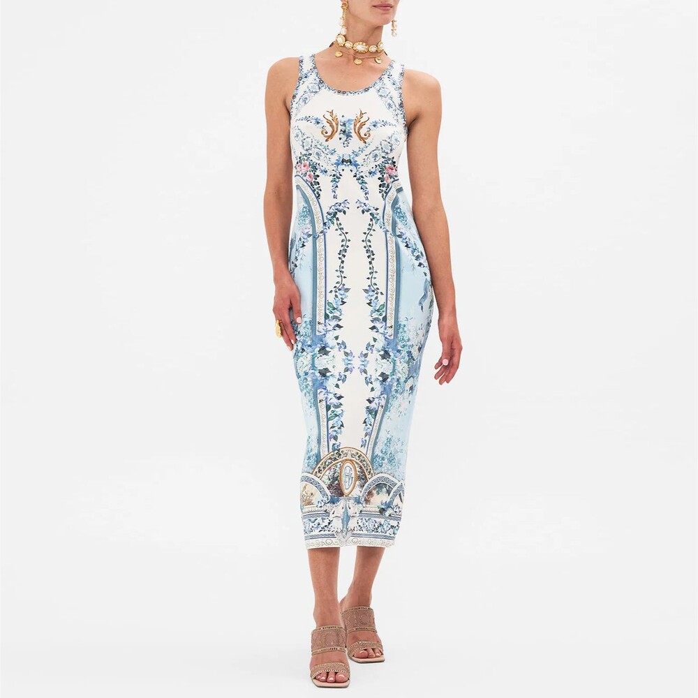 Camilla Season of the Siren Jersey Scoop Neck Tank Dress Size Small b